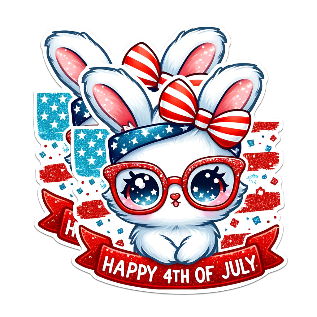(2 Pack) Happy 4th of July Bunny Magnets - Patriotic Rabbit Magnets - Independence Day Holiday Magnets- 5" On Longest Side - for Fridges, Toolboxes, Cars - Made in USA - MAG2706