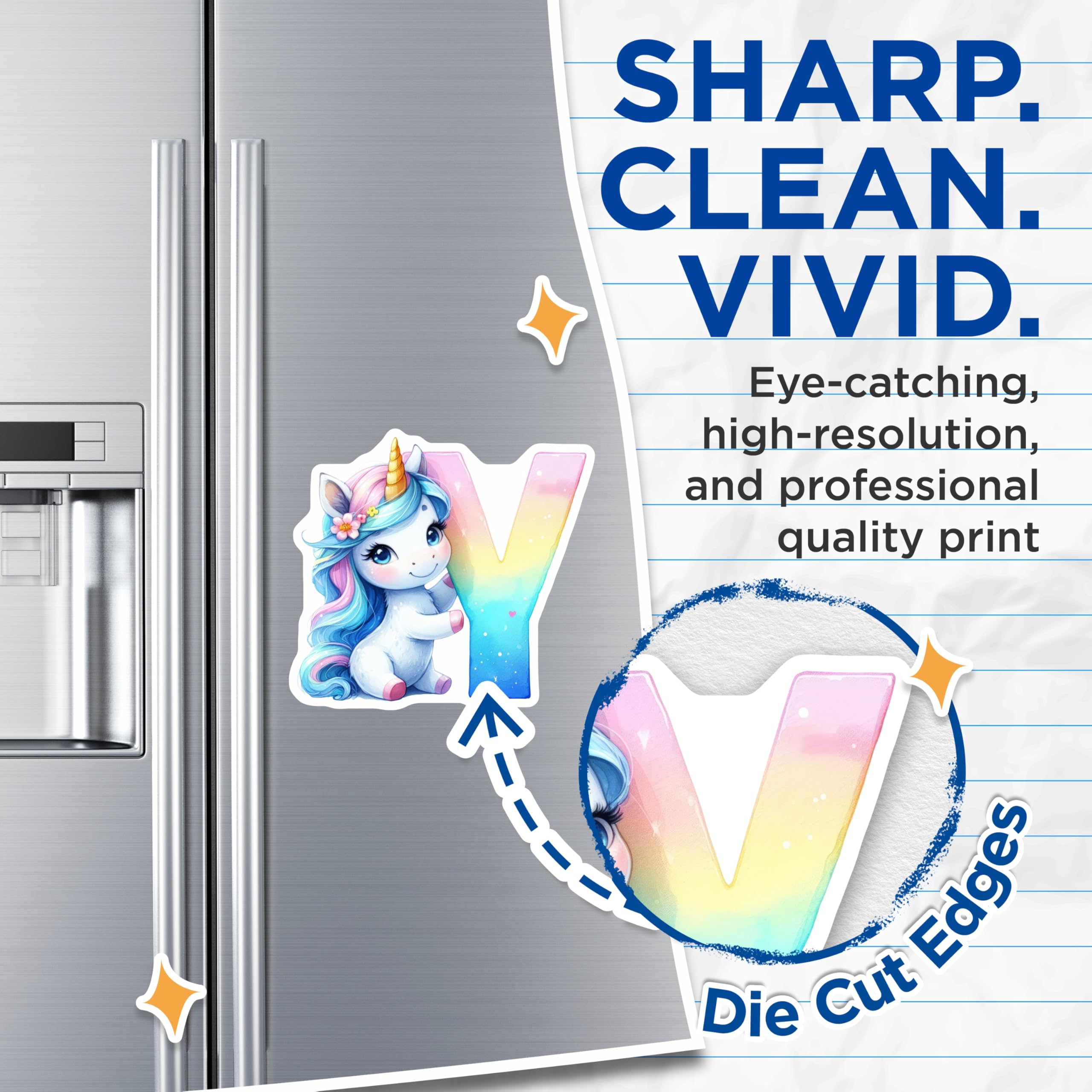 (2 Pack) Unicorn Letter Y Magnets - Initial Y Decor - Cute Animal Character - 5" On Longest Side - Premium Magnet - for Cars, Refrigerators, Toolboxes, Lockers - Made in USA - MAG16442