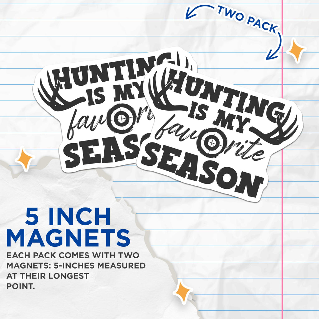 (2 Pack) Hunting Season Magnets - Deer Antlers - Target Practice Gift - 5" On Longest Side - Premium Magnet - for Cars, Refrigerators, Toolboxes, Lockers - Made in USA - MAG15051