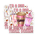 (2 Pack) Coffee Mom Magnets - Funny Three Drinks Mama Life Humor - Mother's Day Home Kitchen Accessory - 5 Inches On Longest Side - Thick Durable Magnet - Made in USA - MAG28263
