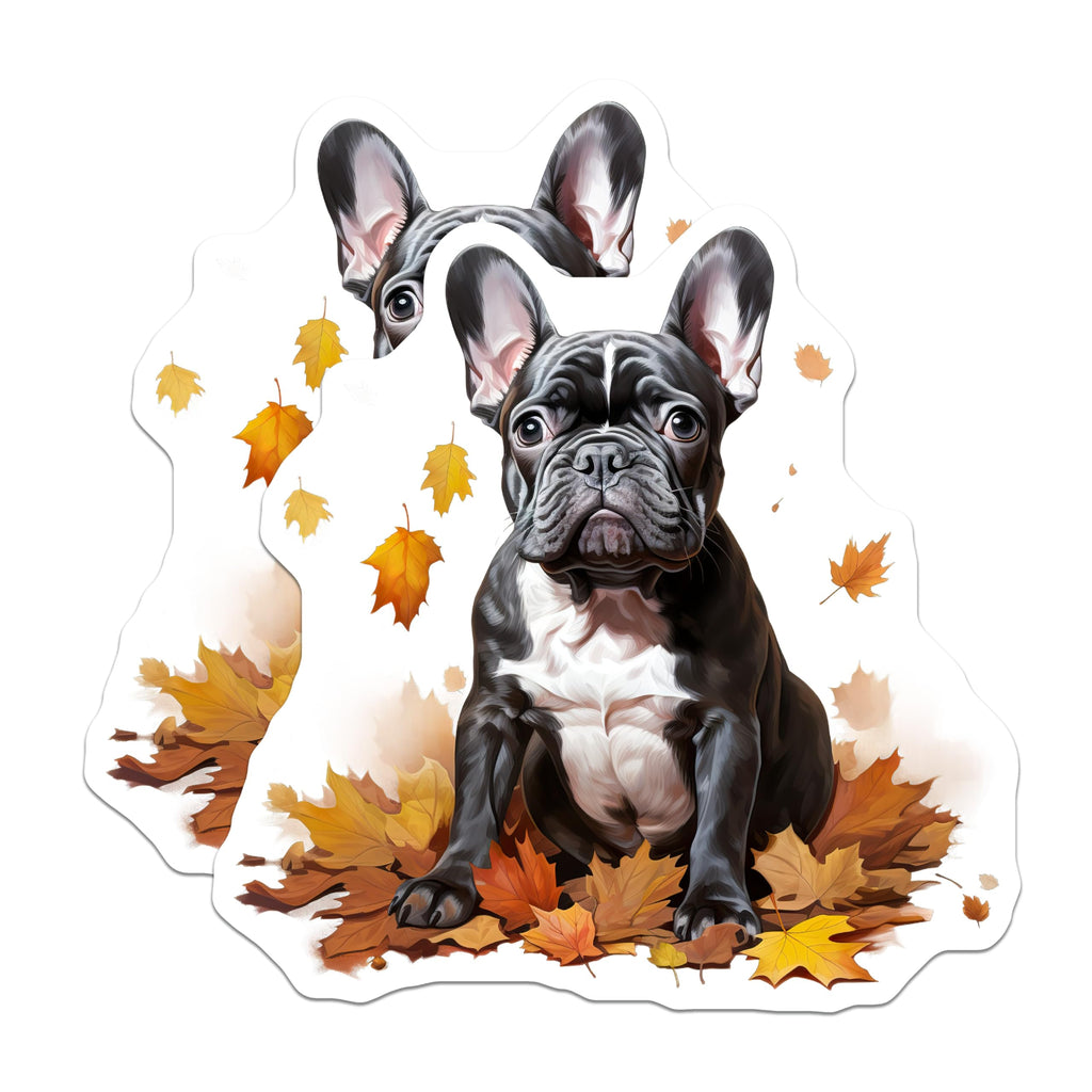 (2 Pack) French Bulldog Puppy Magnets - Autumn Fall Decor - Dog Lover Accessory - 5 Inches On Longest Side - Thick Durable Magnet - Made in USA - MAG28397