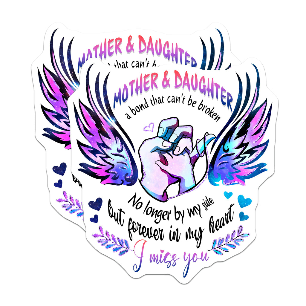 (2 Pack) Mother Daughter Memorial Magnets - Angel Wings Pinky Promise - Forever in My Heart Loss Tribute - 5 Inches On Longest Side - Thick Durable Magnet - Made in USA - MAG38367
