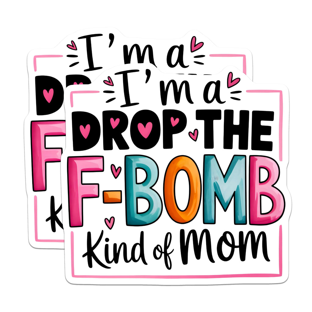 (2 Pack) F Bomb Mom Magnets - Sarcastic Mother Saying - Funny Quote Fridge Decor - 5" On Longest Side - Premium Magnet - for Cars, Refrigerators, Toolboxes, Lockers - Made in USA - MAG16035