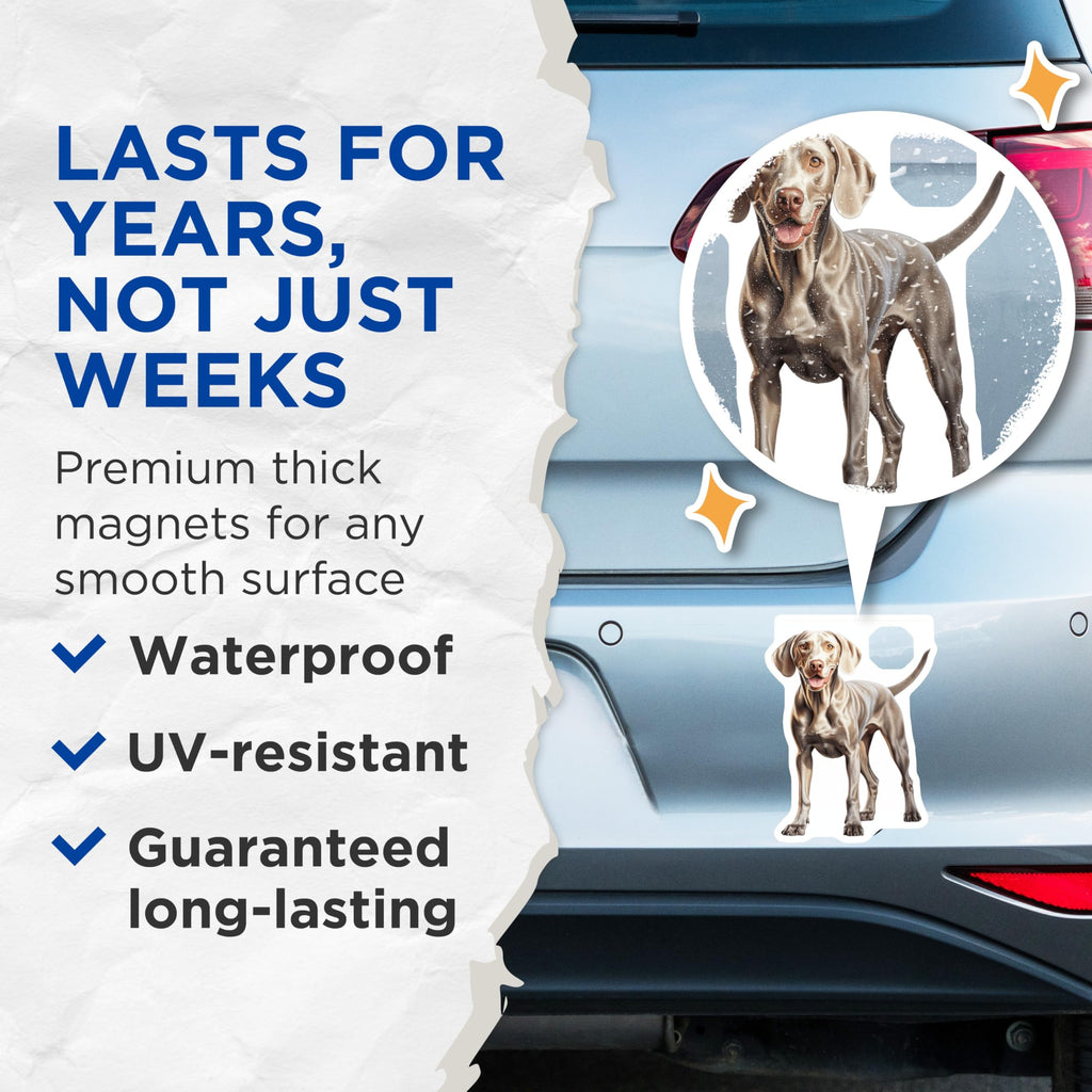 (2 Pack) Weimaraner Magnets - Happy Dog Breed Decor - Pet Owner Refrigerator Art - 5 Inches On Longest Side - Thick Durable Magnet - Made in USA - MAG30404