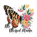 (2 Pack) Blessed Mama Stickers - Butterfly Floral - Mom Appreciation - 5" On Longest Side - Sticks to Smooth Flat Surfaces - Made in USA - BMCS7718