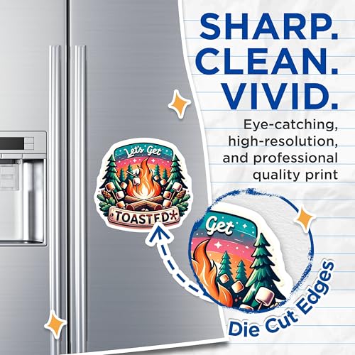 (2 Pack) Let's Get Toasted Magnets - Campfire Marshmallow Magnets - Fun Outdoor Adventure Magnets - 5" On Longest Side - for Cars, Fridges, Toolboxes - Made in USA - MAG7005