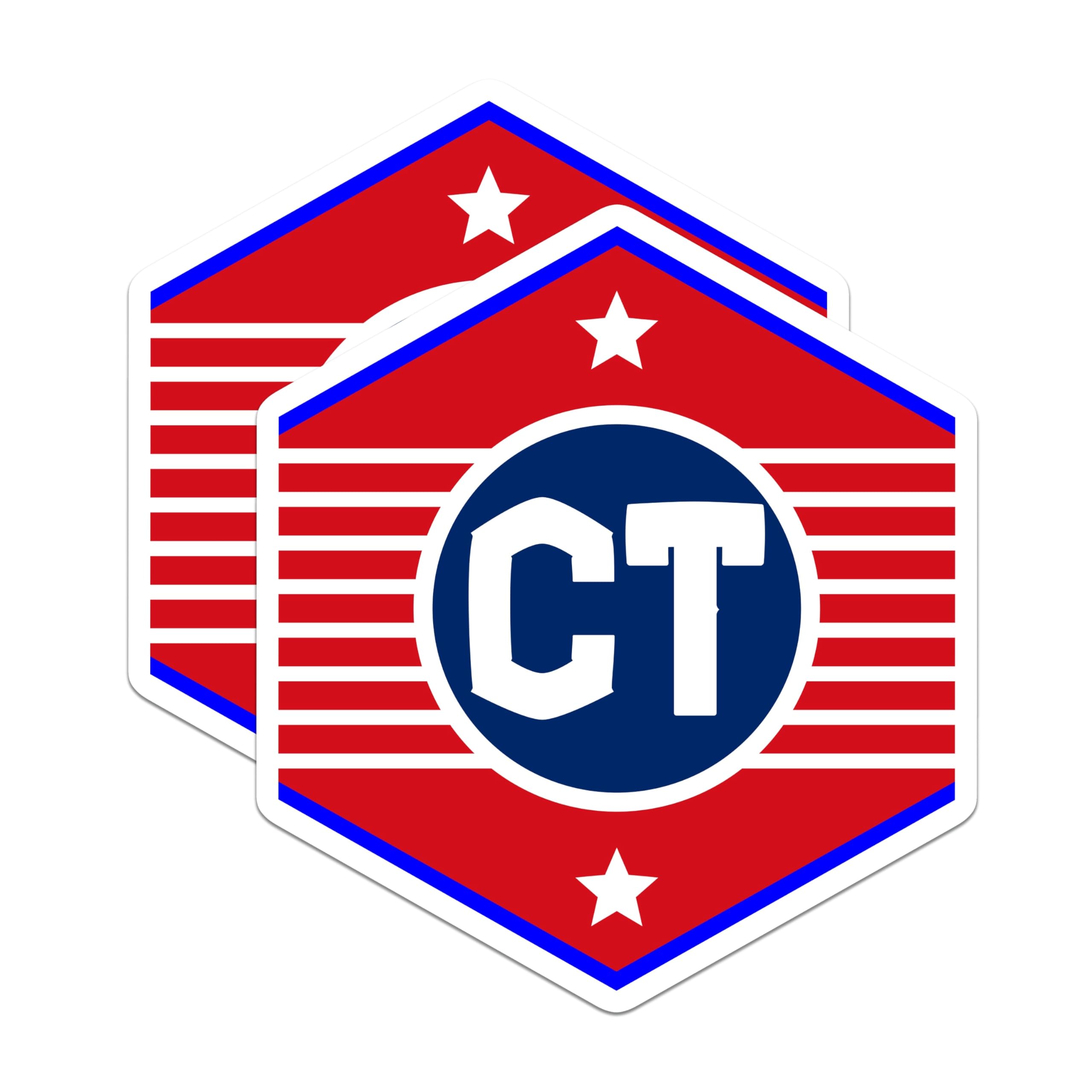 (2 Pack) Patriotic Shield Magnets - CT Lettering Art - Stars Stripes Decor - 5 Inches On Longest Side - Thick Durable Magnet - Made in USA - MAG19277