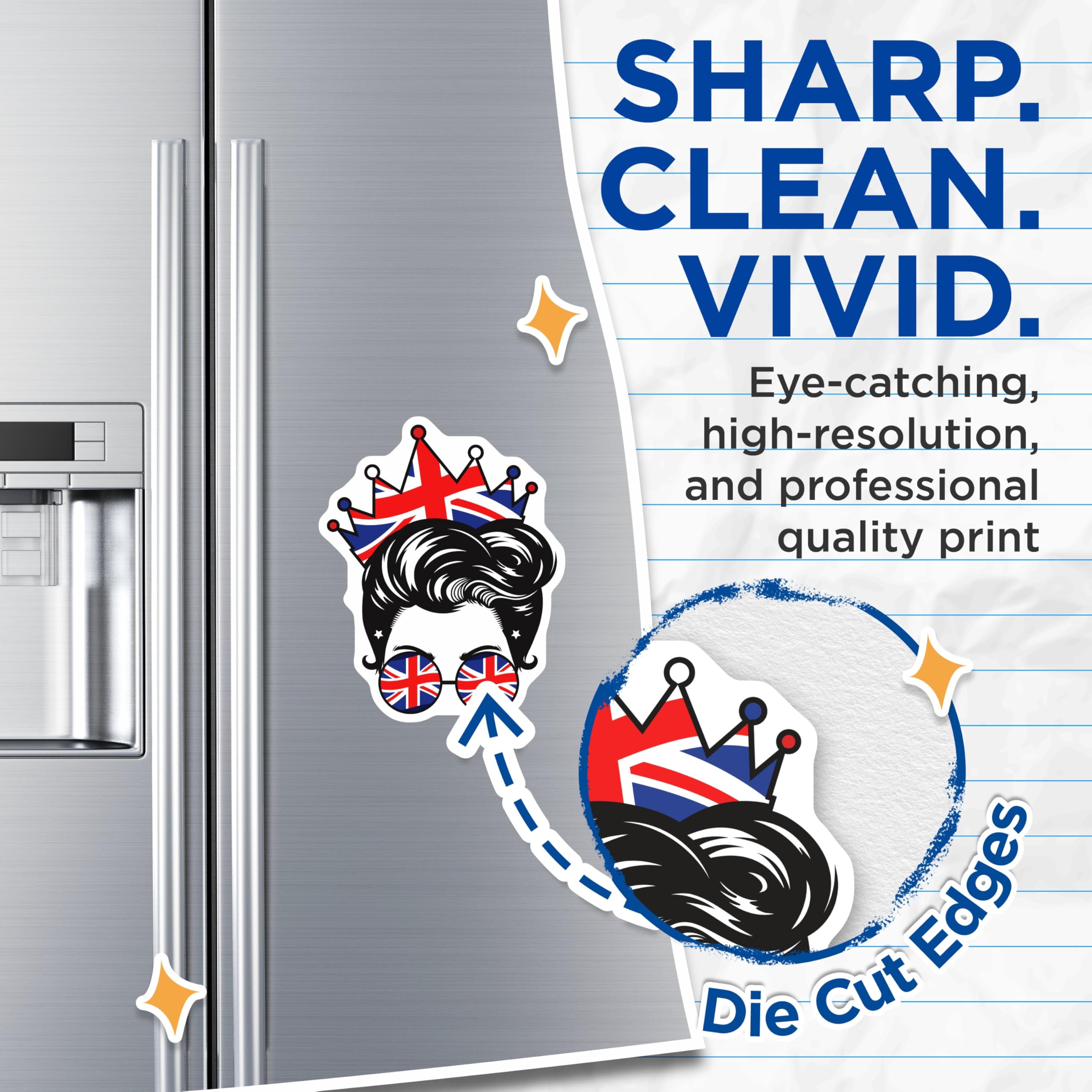 (2 Pack) British Queen Magnets - Union Jack - Novelty Fridge Magnets - 5" On Longest Side - Premium Magnet - for Cars, Refrigerators, Toolboxes, Lockers - Made in USA - MAG17317