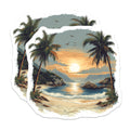 (2 Pack) Scenic Beach Magnets - Tropical Ocean Sunset Decor - Coastal Housewarming Present for Travel Lover - 5 Inches On Longest Side - Thick Durable Magnet - Made in USA - MAG28108