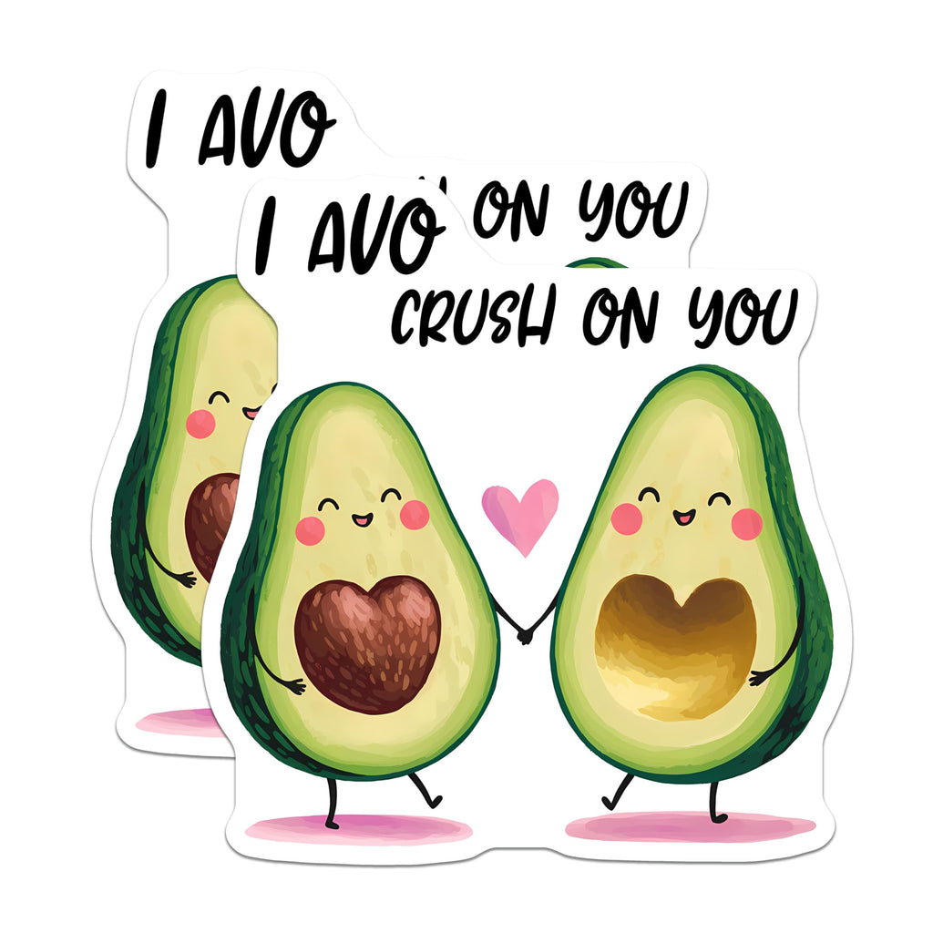(2 Pack) Avocado Love Stickers - Adorable Avocado Decals - 5" On Longest Side - Sticks to Smooth Flat Surfaces - Made in USA - BMCS8382 - BMCS8382