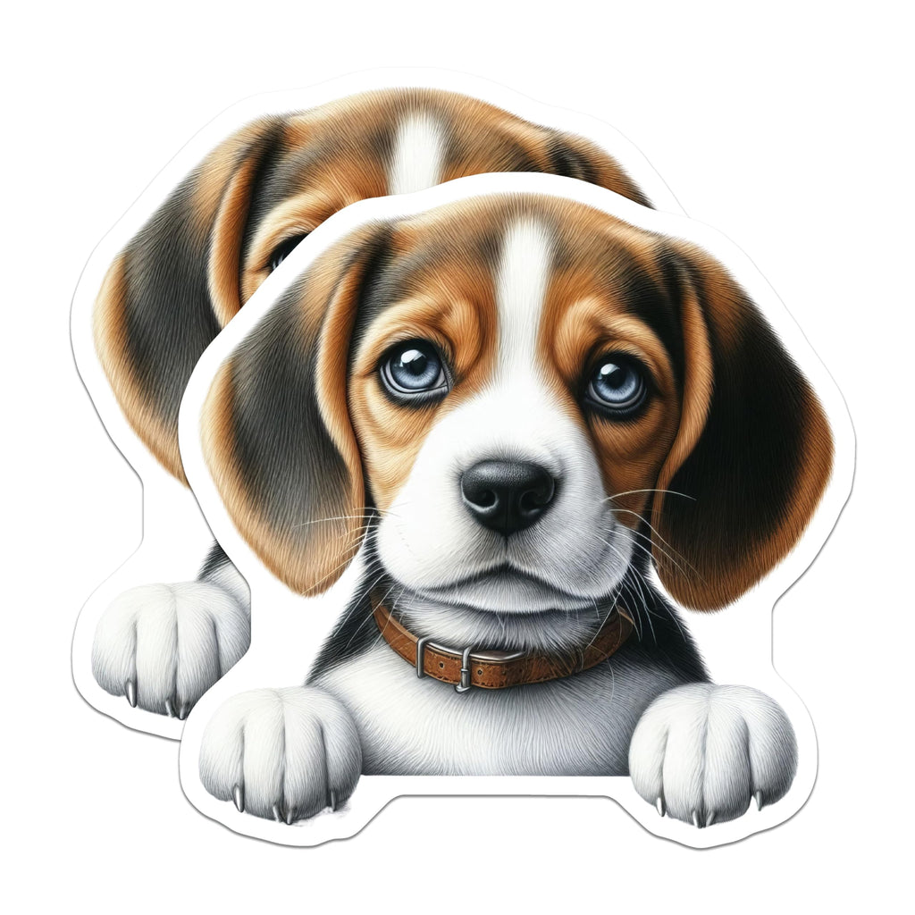 (2 Pack) Beagle Stickers - Cute Puppy Dog - Animal Stickers - 5" On Longest Side - Sticks to Smooth Flat Surfaces - Made in USA - BMCS14546