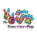 (2 Pack) Tie Dye Peace Love Dogs Magnets - Dog Lover Decor - Hippie Boho Style - 5 Inches On Longest Side - Thick Durable Magnet - Made in USA - MAG24961