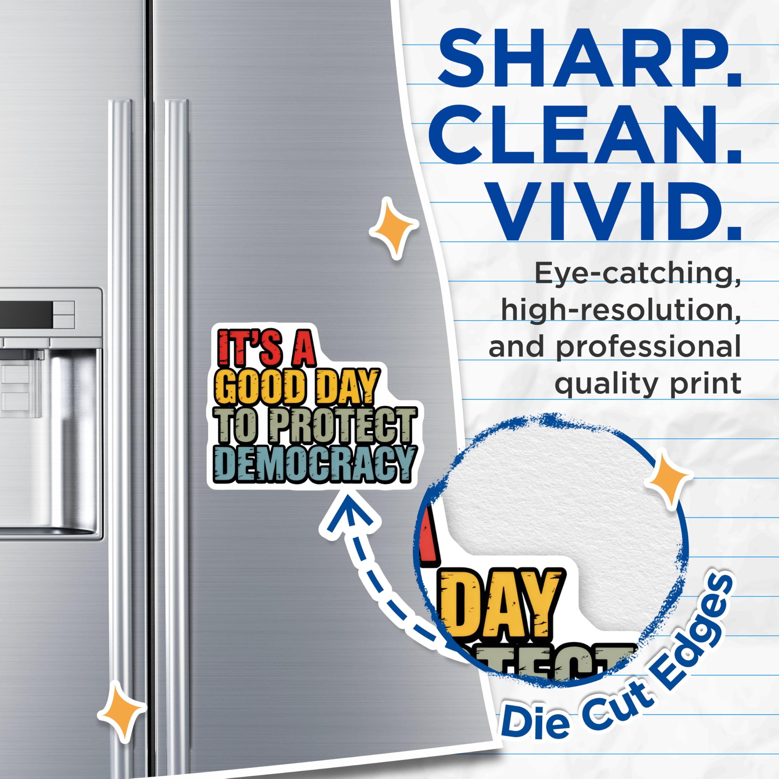 (2 Pack) Protect Democracy Magnets - Political Activism - Fridge Magnets - 5" On Longest Side - Premium Magnet - for Cars, Refrigerators, Toolboxes, Lockers - Made in USA - MAG16056