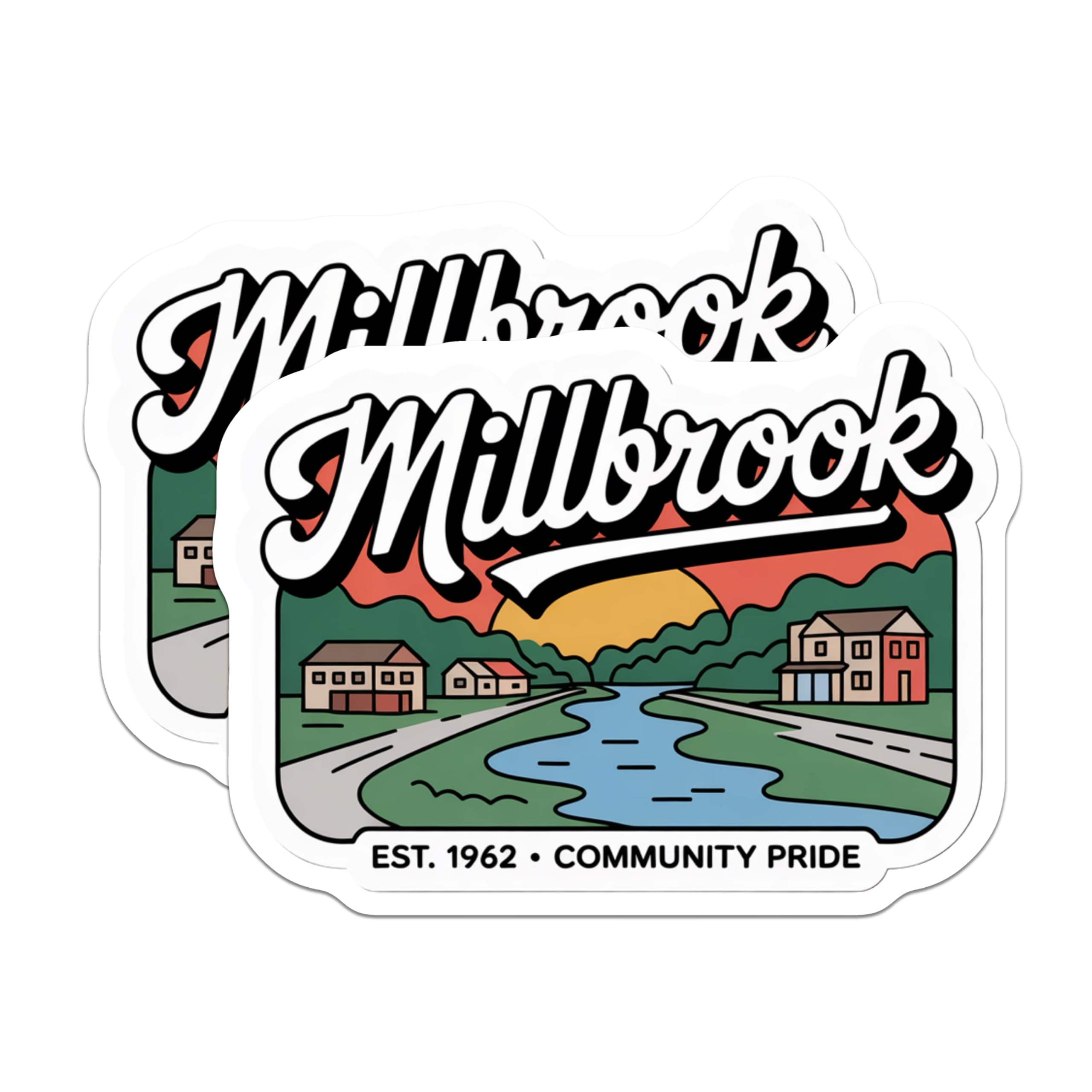 (2 Pack) Millbrook Magnets - Community Pride Souvenir - Est 1962 Town Decor - 5 Inches On Longest Side - Thick Durable Magnet - Made in USA - MAG19180