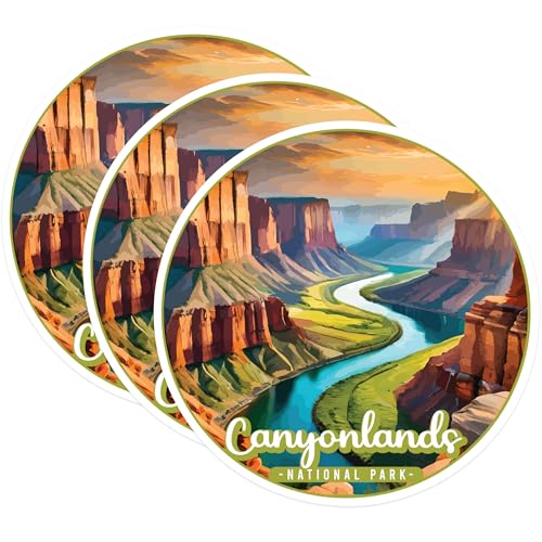 (3 Pack) Canyonlands National Park Decals - Nature Inspired Stickers - Landscape Decal - 3 Inches On Longest Side - Easy Peel & Apply - Made in USA - 3MCS0515