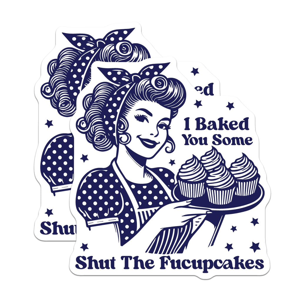 (2 Pack) Shut The Fucupcakes Magnets - Cupcake Lady - Funny Kitchen Decor - 5" On Longest Side - Premium Magnet - for Cars, Refrigerators, Toolboxes, Lockers - Made in USA - MAG15799