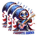 (3 Pack) Freedom Rocks Decals - Patriotic Skeleton - American Flag Guitar Sticker - 3 Inches On Longest Side - Easy Peel & Apply - Made in USA - 3MCS6681
