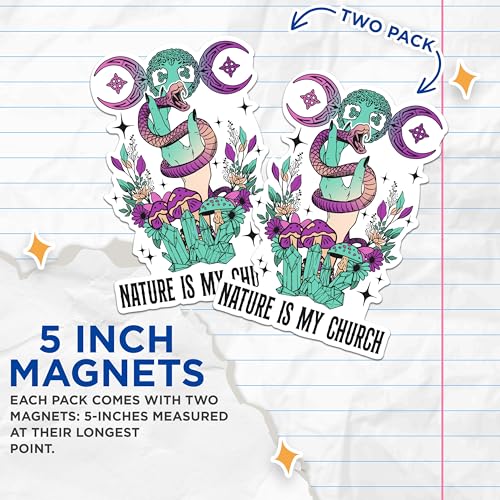 (2 Packs) Nature is My Church Magnets - Mystical Magical Outdoors Nature Lover Magnets - 5 Inches On Longest Side - Premium Magnet - for Fridges, Toolboxes, Cars - Made in USA - MAG2500