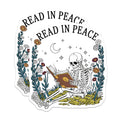 (2 Pack) Read in Peace Magnets - Skeleton Reader - Floral Book Lover Magnet - 5" On Longest Side - Premium Magnet - for Cars, Refrigerators, Toolboxes, Lockers - Made in USA - MAG18297