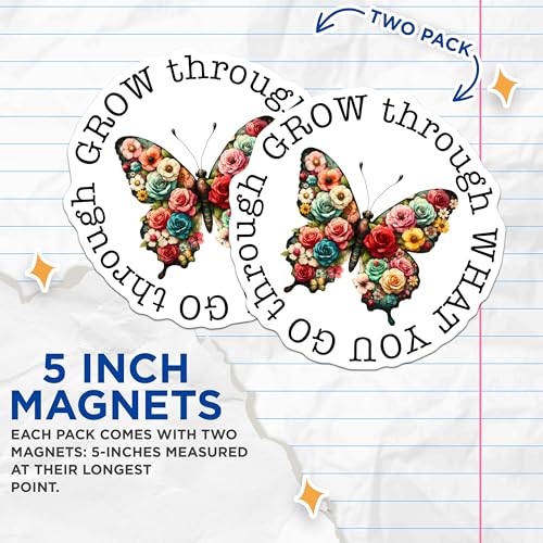 (2 Pack) Floral Design Magnet - 5" On Longest Side - Sticks to Smooth Flat Surfaces - Made in USA - MAG9741