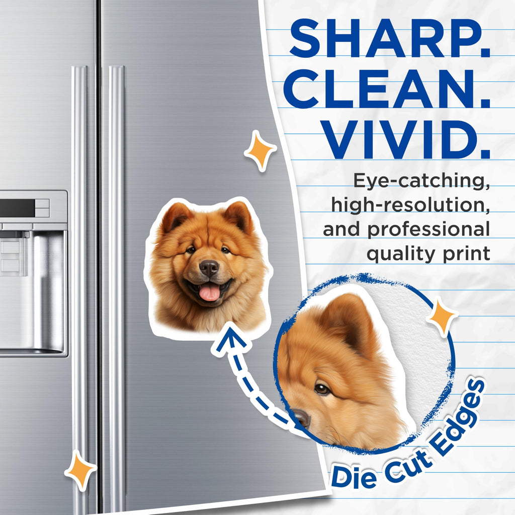 (2 Pack) Chow Chow Dog Magnets - Cute Fluffy Pet Owner Decor - Dog Mom Dad Appliance Fridge Locker Art - 5 Inches On Longest Side - Thick Durable Magnet - Made in USA - MAG30216