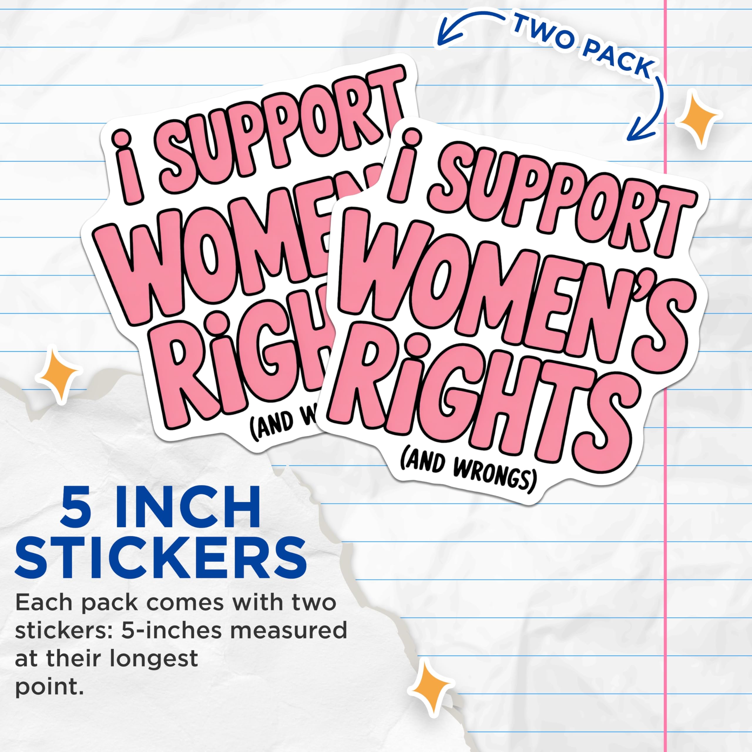 (2 Pack) Womens Rights Stickers - Funny Pro Choice - Feminist Stickers- 5" On Longest Side - Sticks to Smooth Flat Surfaces - Made in USA - BMCS16199