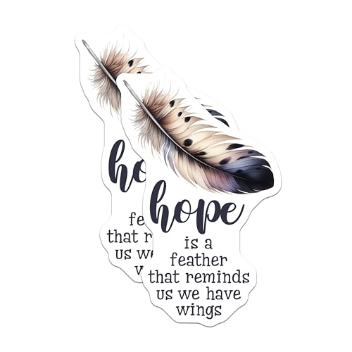 (2 Pack) Feather Hope Magnets - Inspirational Quote - Home Decor - 5" On Longest Side - for Cars, Fridges, Toolboxes - Made in USA - MAG7551