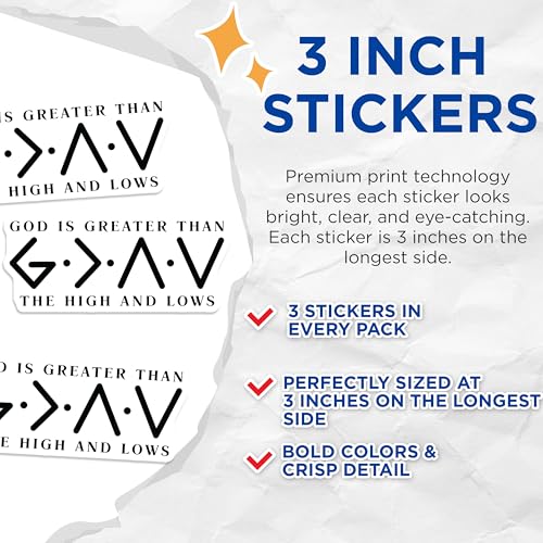 (3 Pack) God is Greater Decals - Christian Decal - Laptop Decal- 3 Inches On Longest Side - Easy Peel & Apply - Made in USA - 3MCS5732