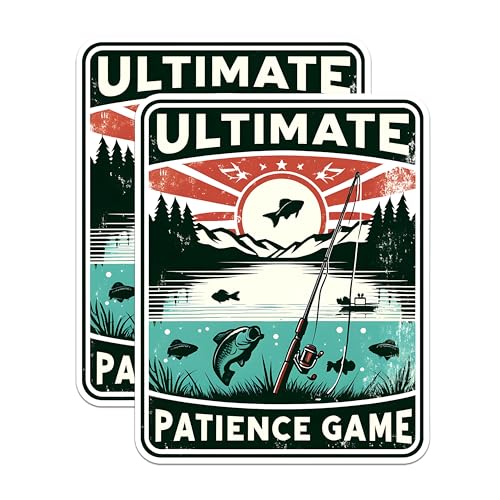 (2 Pack) Ultimate Patience Game Magnets - Fishing Scene Magnets - Outdoor Angler Home Decor Magnets'- 5" On Longest Side - for Fridges, Toolboxes, Cars - Made in USA - MAG2620