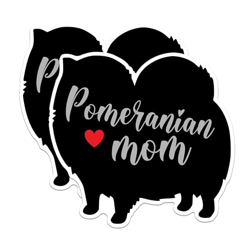 (2 Packs) Pomeranian Mom Stickers - Pomeranian Dog Breed Decals - 5 Inches On Longest Side - Premium Vinyl Decal - Sticks to Any Smooth Flat Surface - Made in USA - BMCS2512
