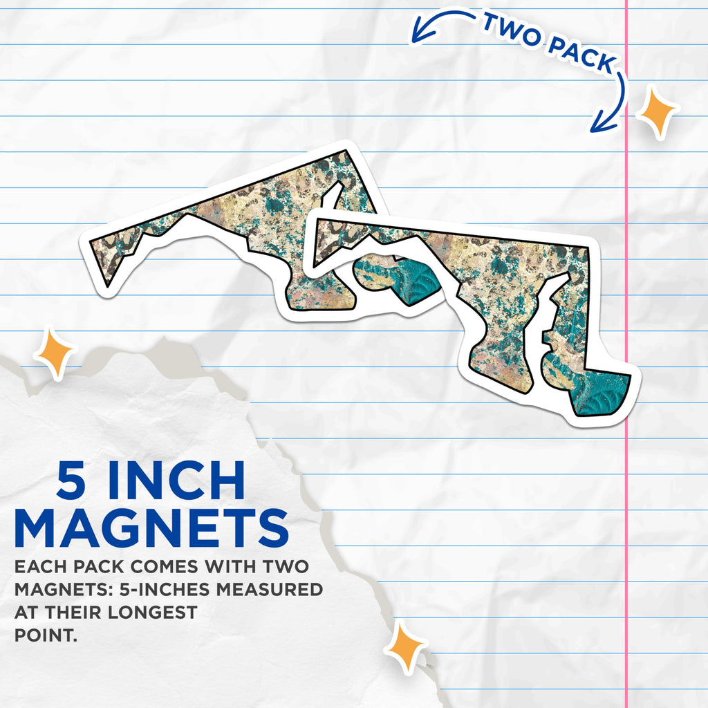 (2 Pack) Maryland State Map Magnets - Distressed Grunge Art - State Pride Souvenir Decor - 5 Inches On Longest Side - Thick Durable Magnet - Made in USA - MAG19231
