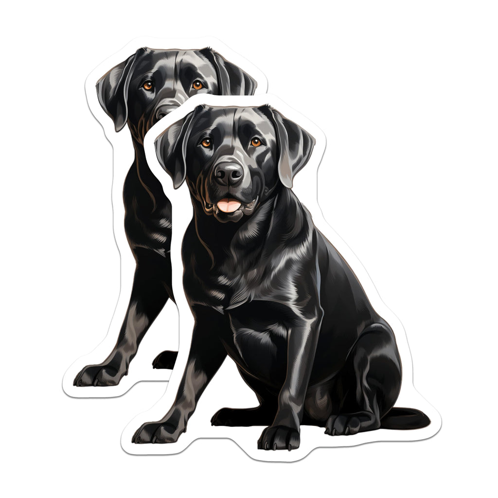 (2 Pack) Black Labrador Dog Magnets - Pet Lover Refrigerator Decor - Canine Companion Home Art - 5 Inches On Longest Side - Thick Durable Magnet - Made in USA - MAG26049