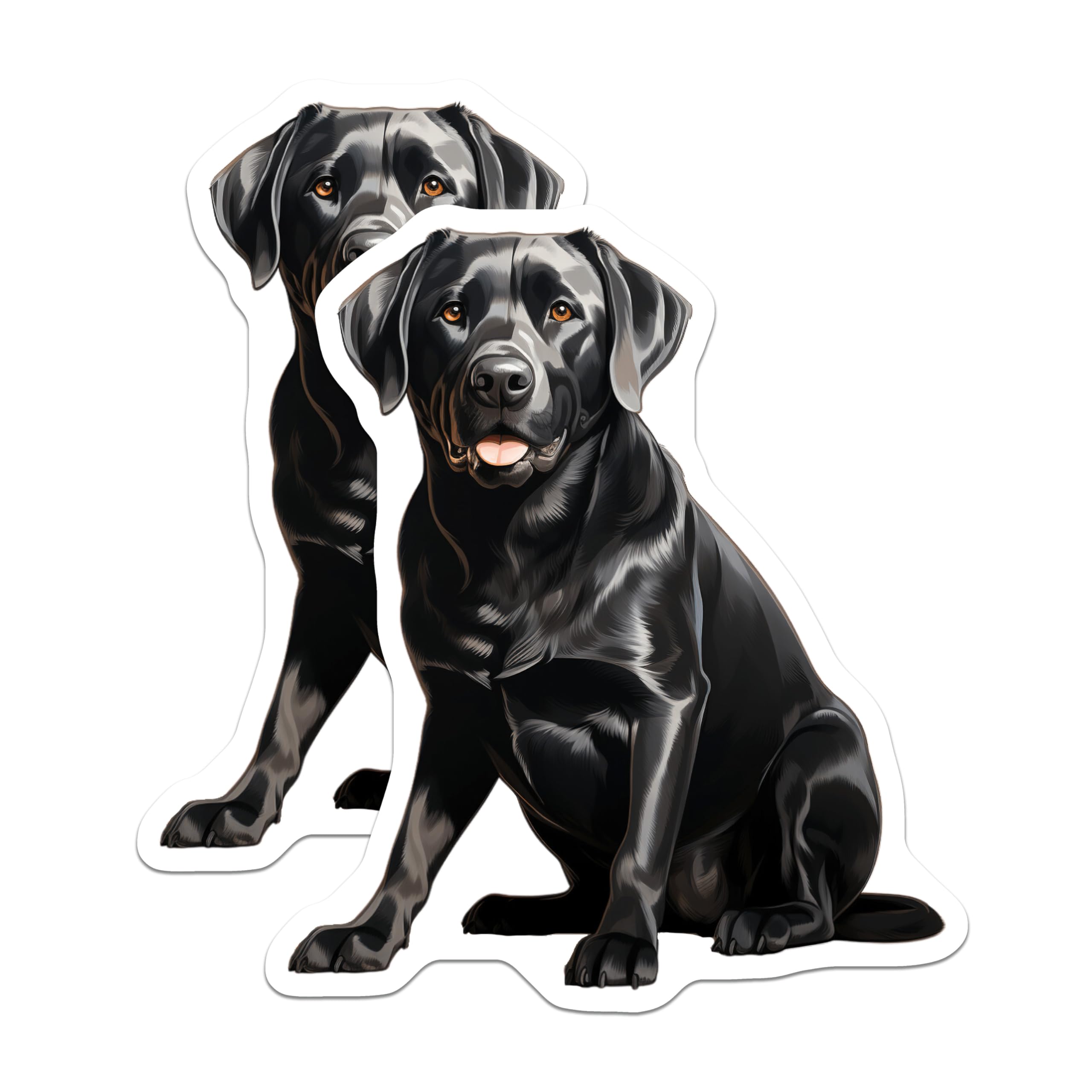 (2 Pack) Black Labrador Dog Magnets - Pet Lover Refrigerator Decor - Canine Companion Home Art - 5 Inches On Longest Side - Thick Durable Magnet - Made in USA - MAG26049