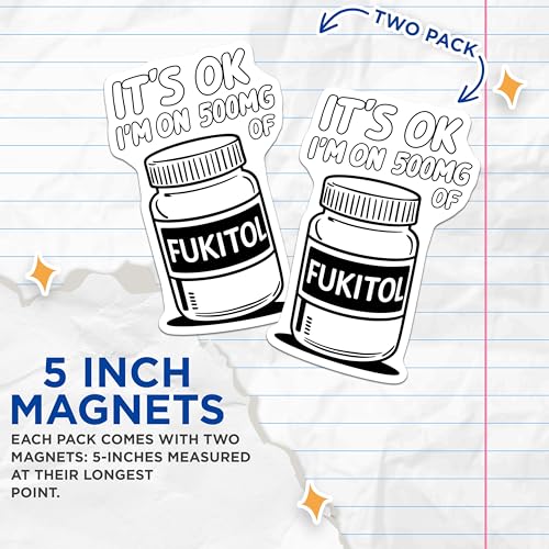 (2 Pack) Funny Prescription Magnets - Humorous Fridge Decor - Sarcasm Medicine Magnets - 5" On Longest Side - for Cars, Fridges, Toolboxes - Made in USA - MAG5592