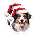 (2 Pack) Christmas Dog Magnets - Santa Hat Australian Shepherd Decor - Holiday Pet Lover Present for Fridge - 5 Inches On Longest Side - Thick Durable Magnet - Made in USA - MAG27263