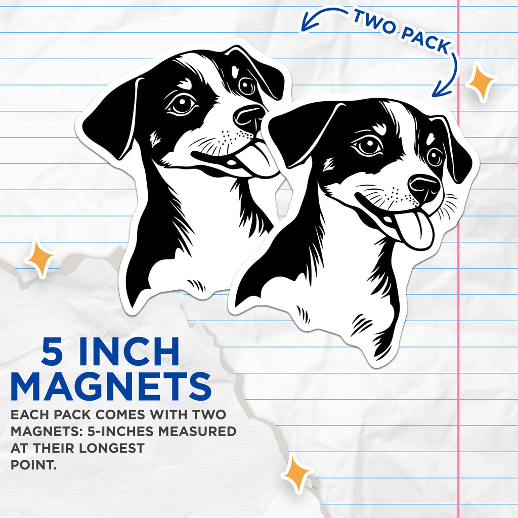 (2 Pack) Cute Dog Magnets - Puppy Face Refrigerator Magnets - Dog Lover Appliance Decor - Pet Owner Vehicle Locker Magnets - 5 Inches On Longest Side - Thick Durable Magnet - Made in USA - MAG37316