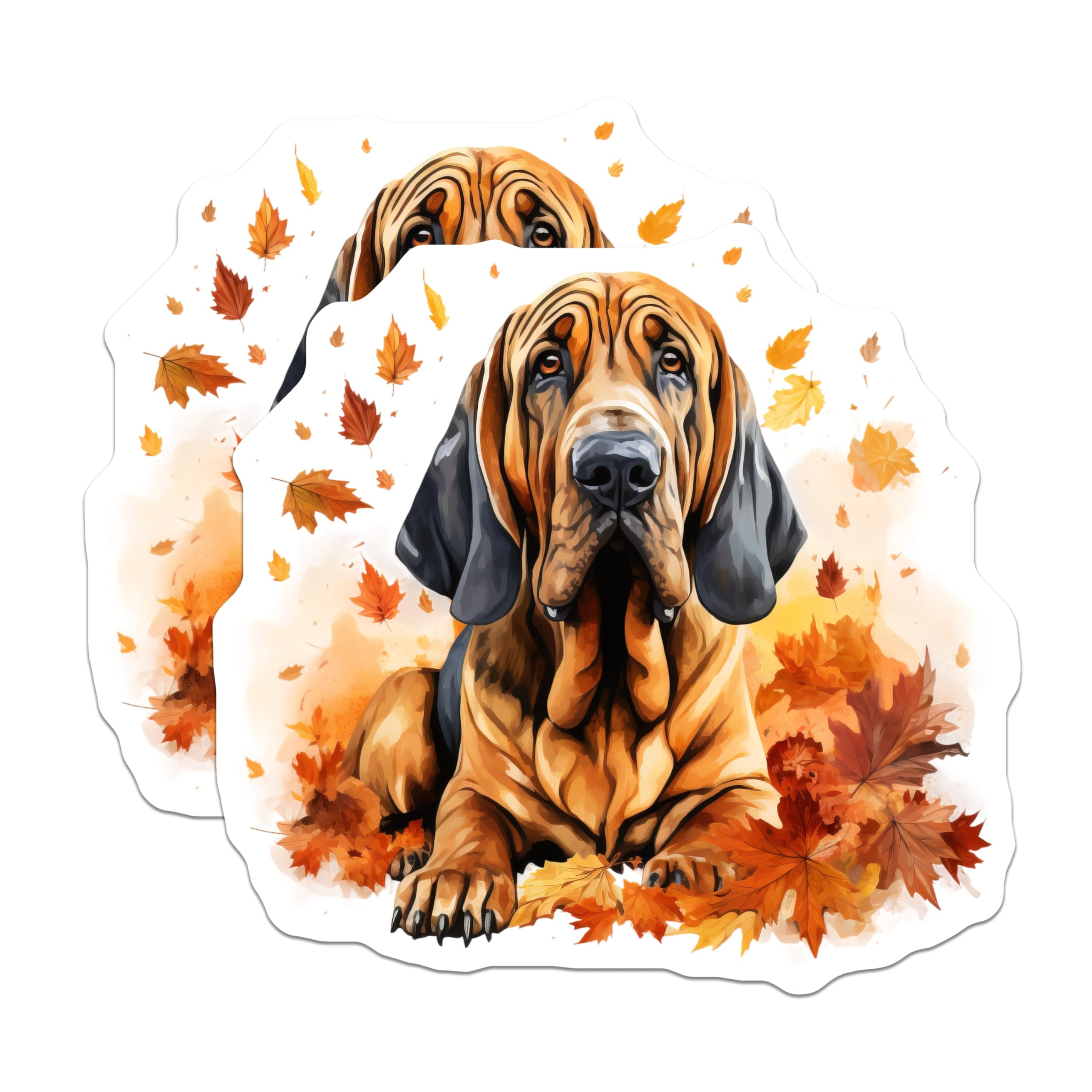 (2 Pack) Bloodhound Magnets - Autumn Dog Art - Fall Leaf Refrigerator Magnets - Canine Animal Decor for Dog Owners - 5 Inches On Longest Side - Thick Durable Magnet - Made in USA - MAG26703