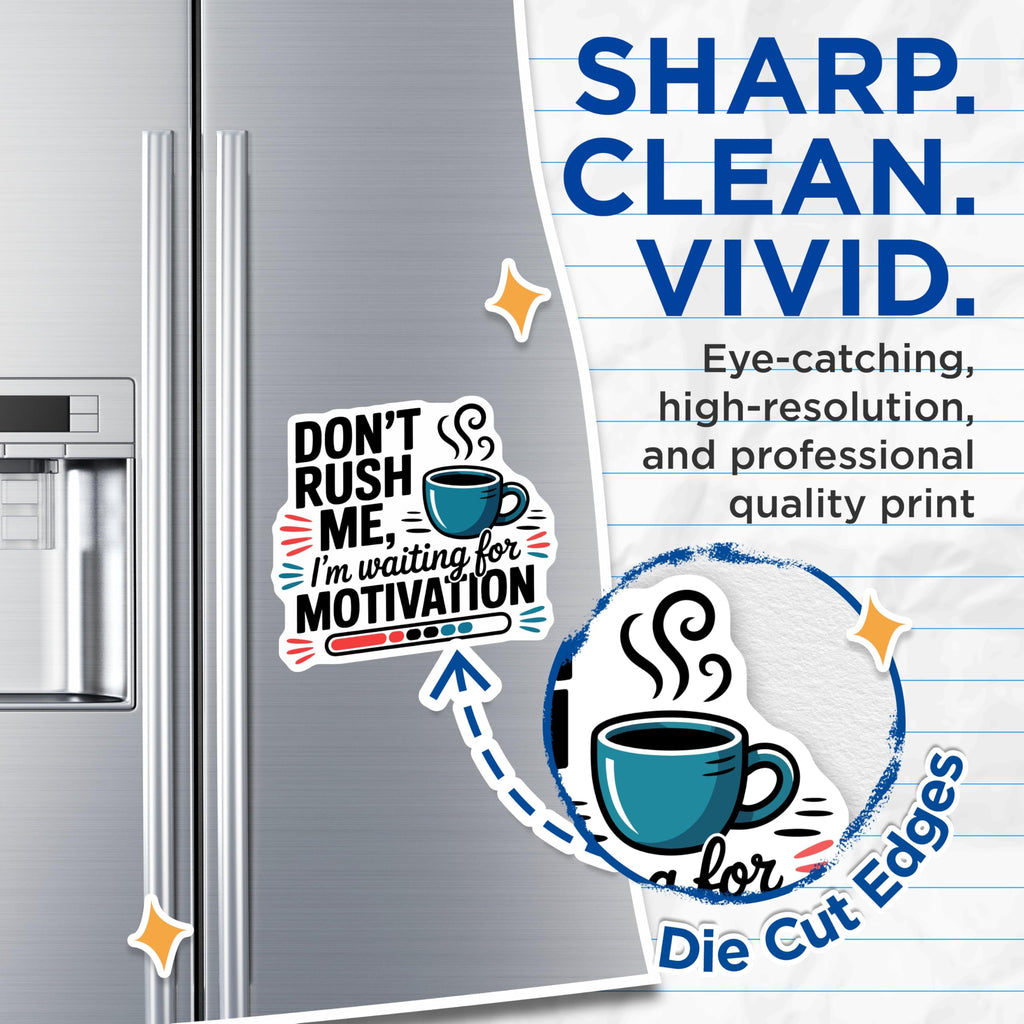 (2 Pack) Don't Rush Me Magnets - Funny Coffee Motivation - Sarcastic Work Humor - Desk Accessory Procrastination Art - 5 Inches On Longest Side - Thick Durable Magnet - Made in USA - MAG21230