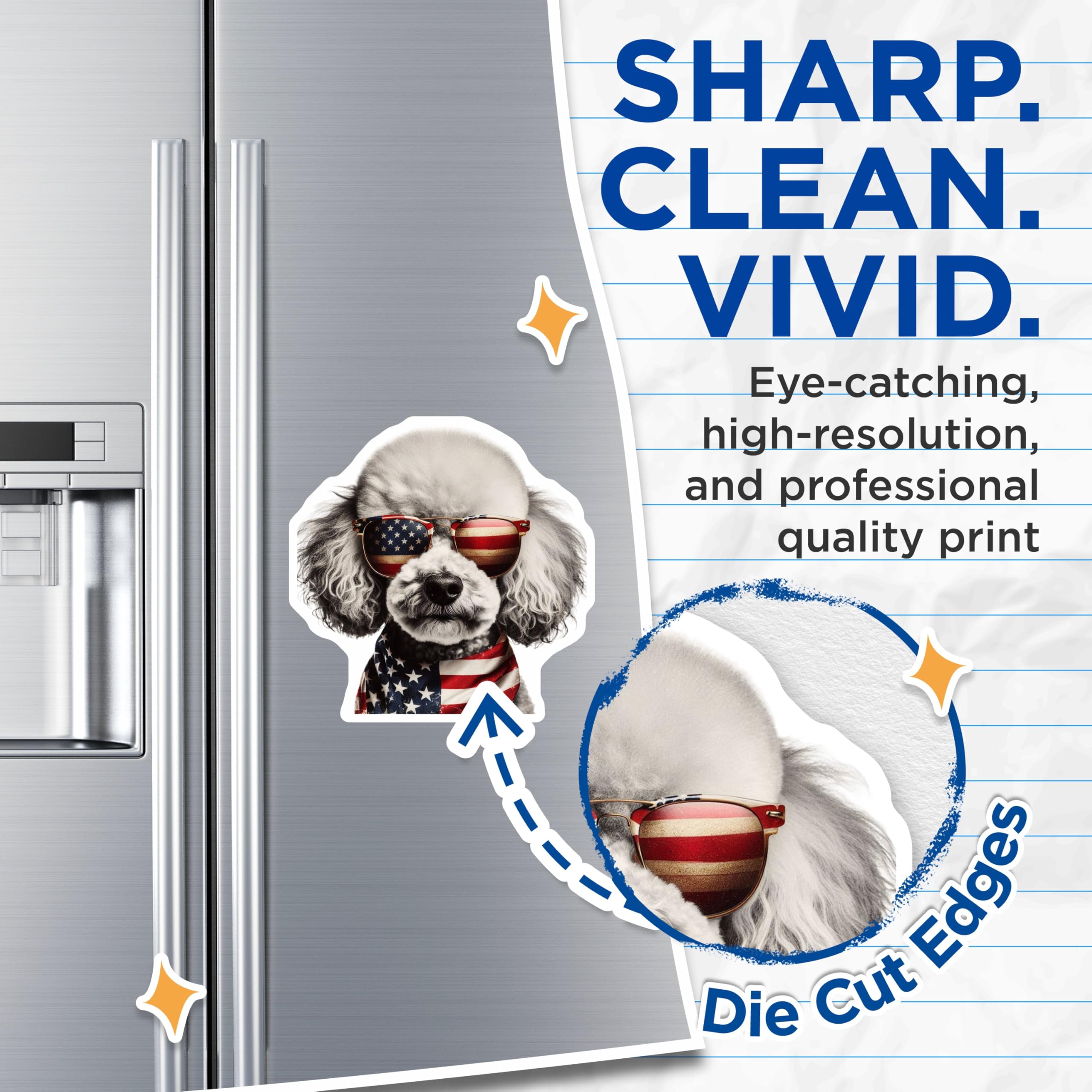 (2 Pack) Patriotic Poodle Magnets - American Flag Dog - Cool Canine Fridge Decor - 5" On Longest Side - Premium Magnet - for Cars, Refrigerators, Toolboxes, Lockers - Made in USA - MAG14969
