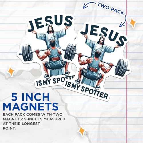 (2 Pack) Workout Motivation Magnet - Inspirational Gym Decor - Christian Fitness Motivation - 5" On Longest Side - Sticks to Smooth Flat Surfaces - Made in USA - MAG9653