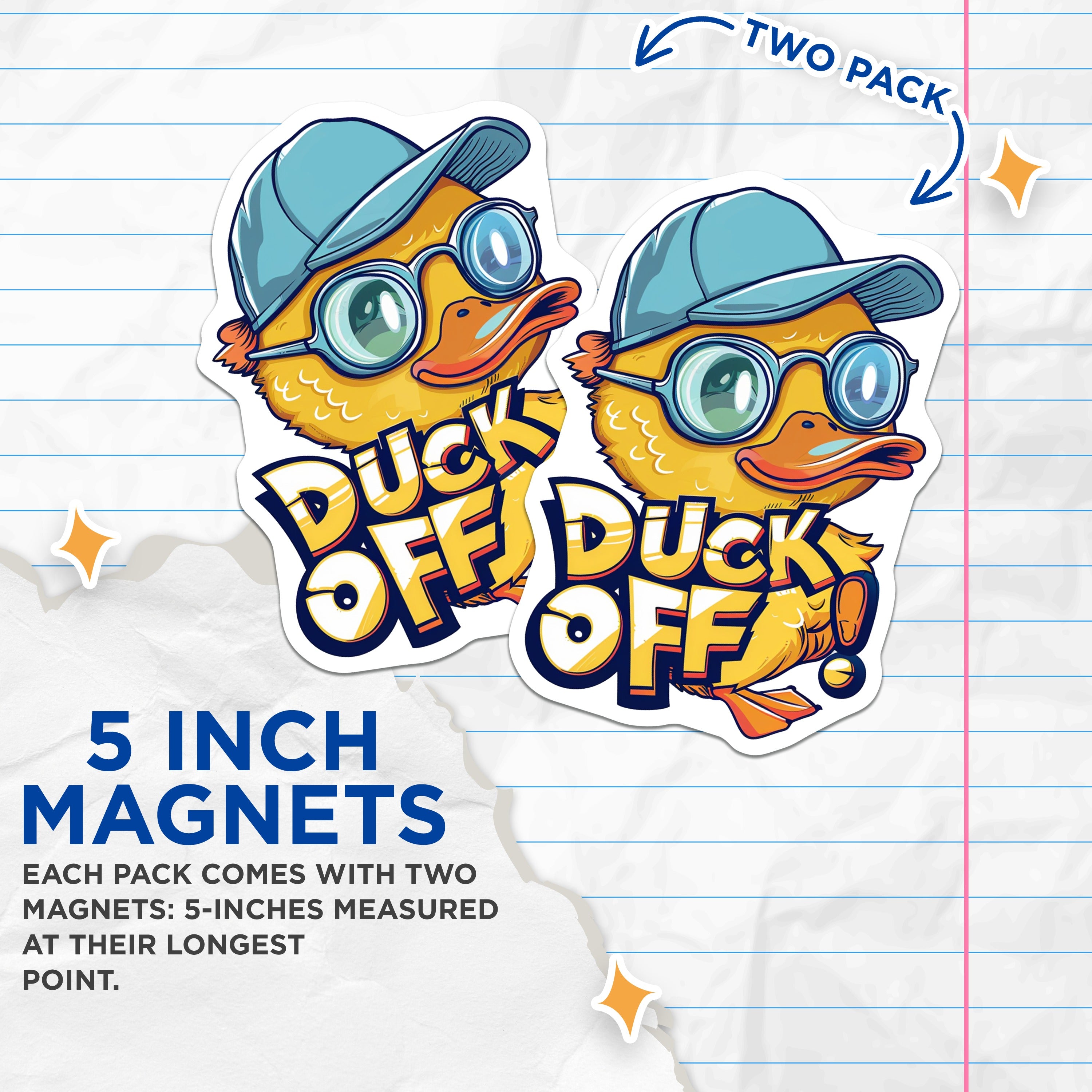 (2 Pack) Funny Duck Magnets - Duck Off Refrigerator Decor - Humorous Kitchen Accessories - 5 Inches On Longest Side - Thick Durable Magnet - Made in USA - MAG38747