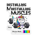 (2 Pack) Funny Unicorn Magnets - Installing Muscles Magnets - Gym Workout Humor Magnets - 5" On Longest Side - for Cars, Refrigerators, Toolboxes, Lockers - Made in USA MAG3600