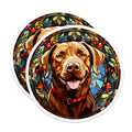 (2 Pack) Stained Glass Dog Magnets - Labrador Retriever Art - Pet Parent Fridge Magnets - Unique Pet Owner Present - 5 Inches On Longest Side - Thick Durable Magnet - Made in USA - MAG25387