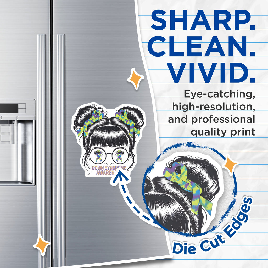 (2 Pack) Down Syndrome Awareness Magnets - Tie Dye Ribbon Support - for DS Families & Advocates - 5 Inches On Longest Side - Thick Durable Magnet - Made in USA - MAG39051