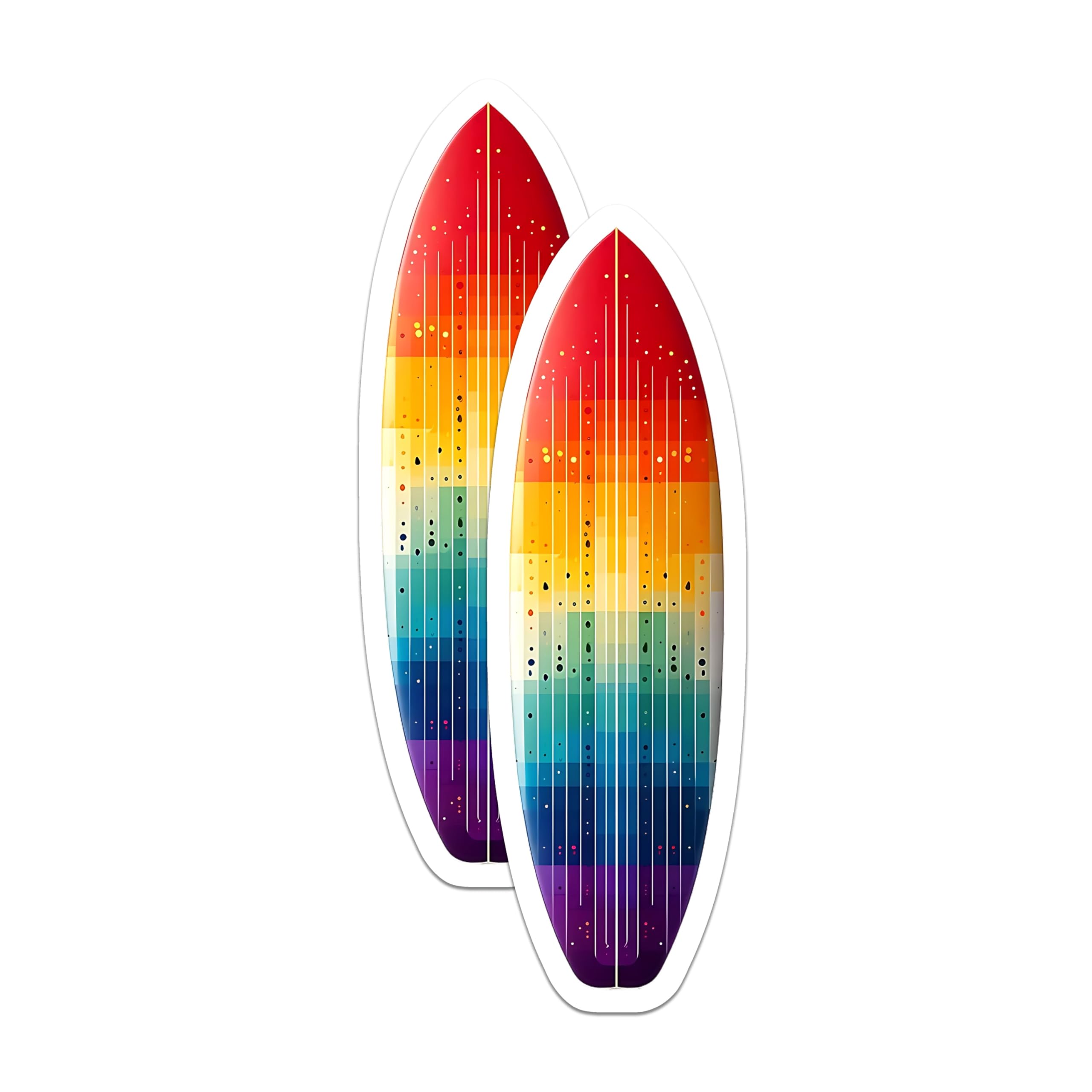 (2 Pack) Surfboard Magnets - Rainbow Surf Board - Colorful Refrigerator Magnets - 5" On Longest Side - Premium Magnet - for Cars, Refrigerators, Toolboxes, Lockers - Made in USA - MAG15032