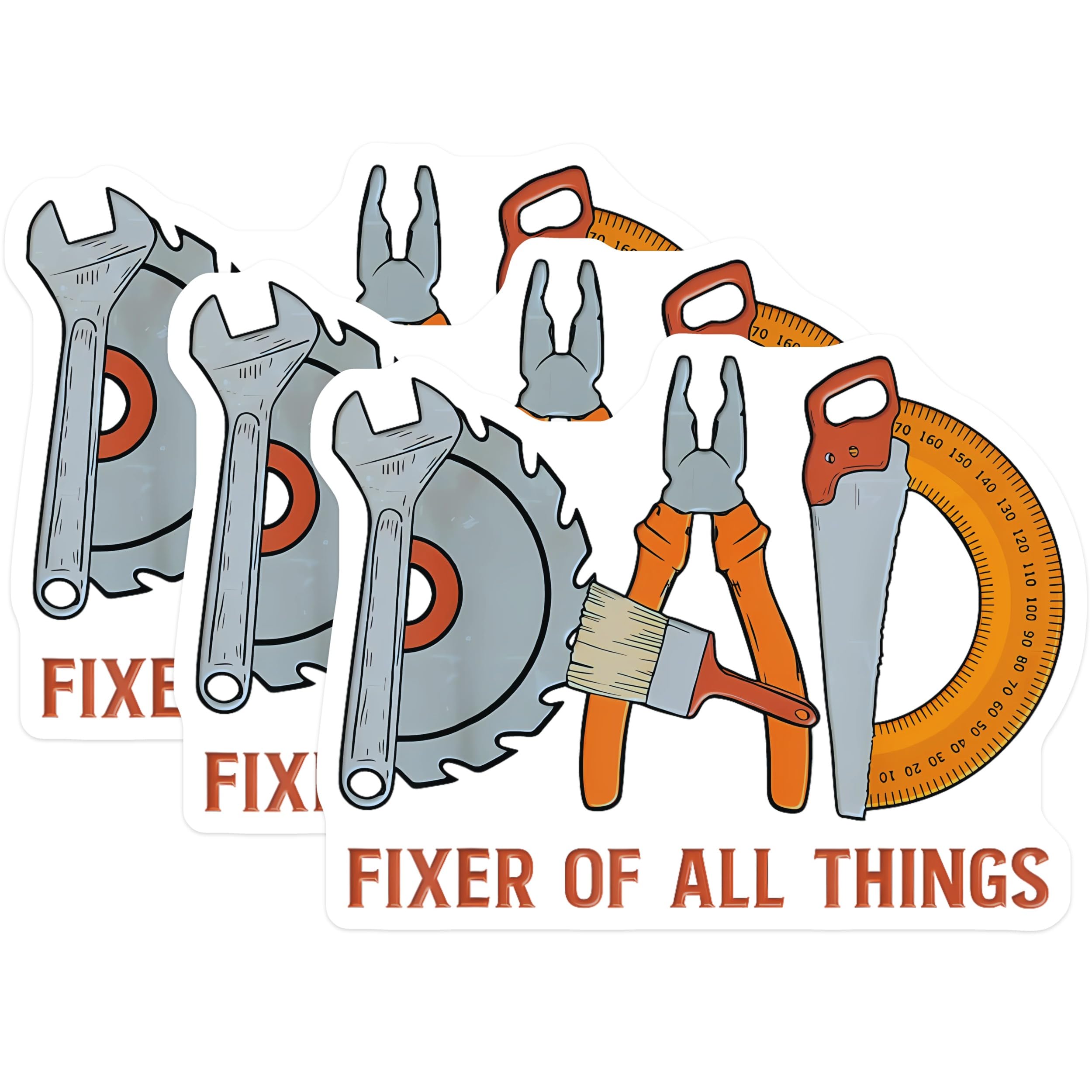 (3 Pack) Dad Fixer Decals - Dad All Things Decal - Toolbox Decal - 3 Inches On Longest Side - Easy Peel & Apply - Made in USA - 3MCS2191