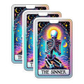 (3 Pack) Sinner Tarot Card Decals - Skeleton Laptop Decal - Occult Decal - 3 Inches On Longest Side - Easy Peel & Apply - Made in USA - 3MCS4265