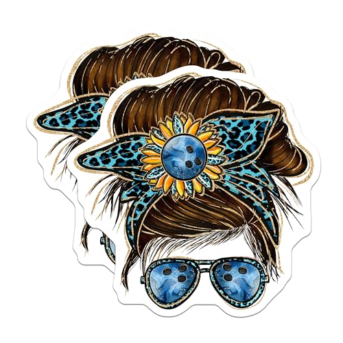 (2 Pack) Sunflower Hair Bun Stickers - Leopard Print Sunglasses - Trendy Hipster Accessories - 5" On Longest Side - Sticks to Smooth Flat Surfaces - Made in USA - BMCS6197