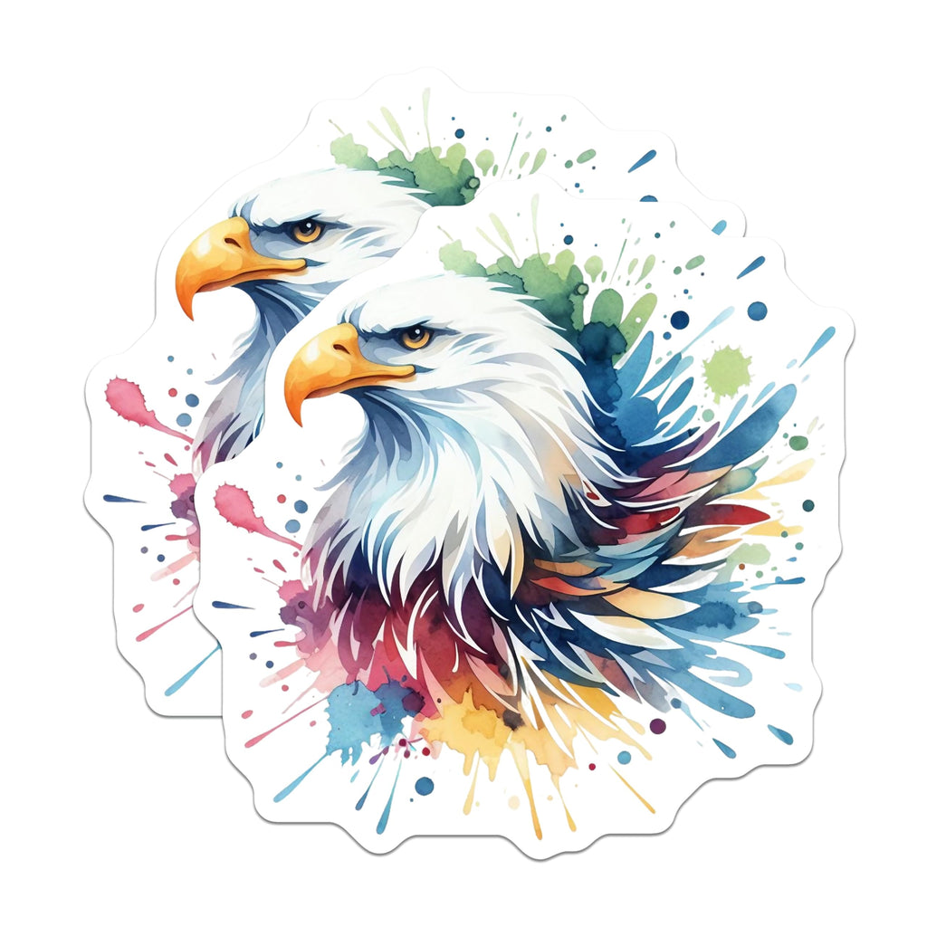 (2 Pack) Watercolor Bald Eagle Magnets - Majestic Wildlife Art - Patriotic American Decor - 5 Inches On Longest Side - Thick Durable Magnet - Made in USA - MAG20858