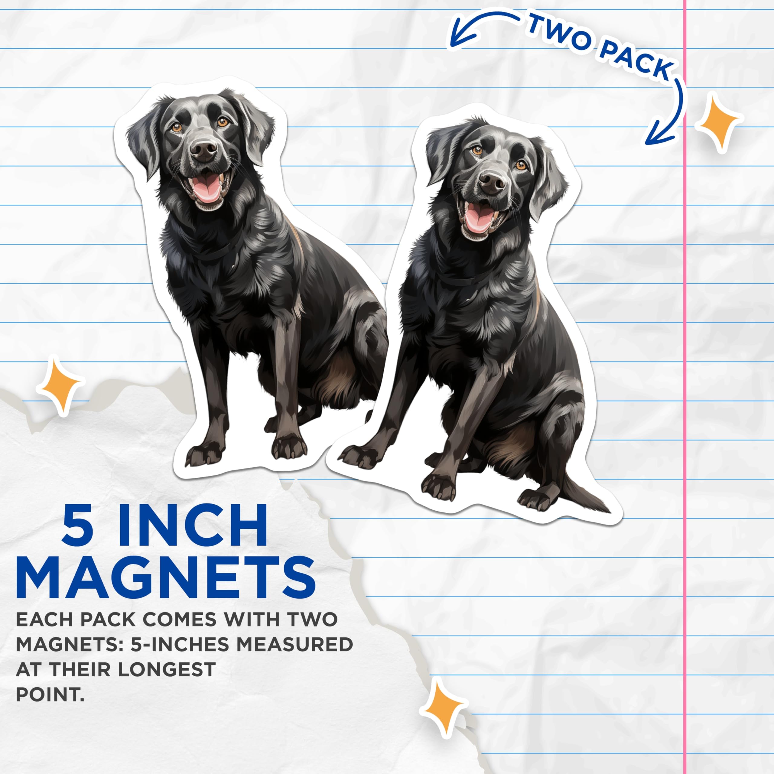 (2 Pack) Black Labrador Retriever Magnets - Happy Black Lab Art - Dog Mom Decor - Pet Owner Fridge Accessory - 5 Inches On Longest Side - Thick Durable Magnet - Made in USA - MAG30224